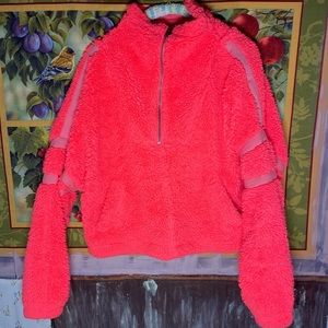 Free People Nantucket Fleece in Size small - Neon Coral